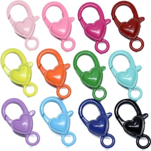 10 Pcs 26*14mm Metal Heart Shape Big Lobster Clasps Hooks Chain Connectors For Jewelry Making Findings DIY Bracelet Necklace