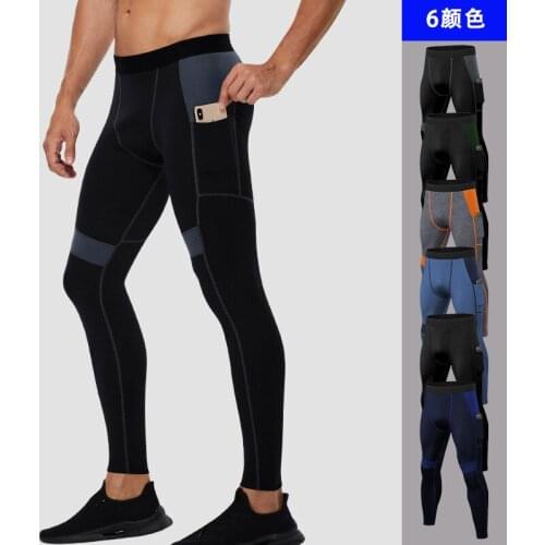Men sweatpant quickly dry elastic legging tights with pocket running jogger fitness gym training athletic pant sportswear