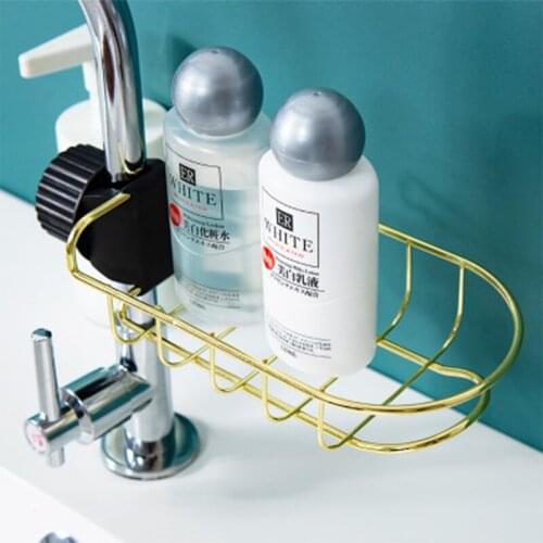 Stainless Steel Faucet Storage Rack Wrought iron Sink Rag Rack Creative Sink Sponge Drain Rack Kitchen Bathroom Storage Rack