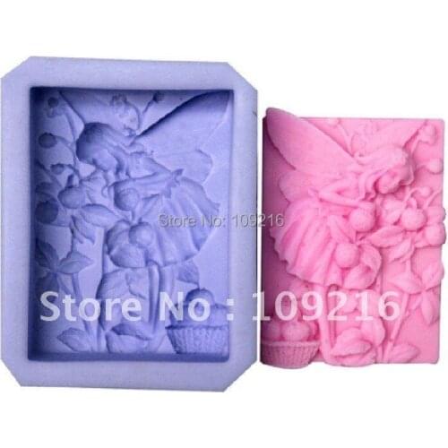 Wholesale!!!1pcs Beautiful Faery with Pick the Fruit (R0952) Silicone Handmade Soap Mold Crafts DIY Mold