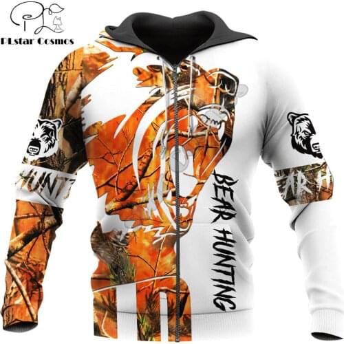 Orange Camo Bear 3D All Over Printed Hoodie Harajuku Sweatshirt Streetwear autumn hoodies Unisex Casual jacket Tracksuits DK013