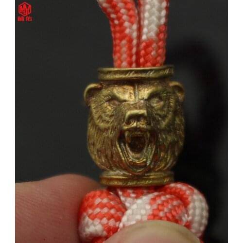 Outdoor DIY Tools Roaring Bear Knife Beads Lanyard EDC Keyring Paracord Beads
