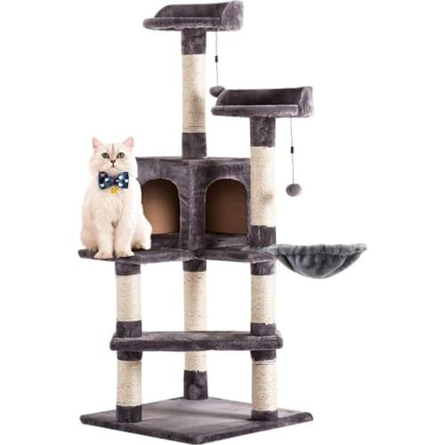 Cat Climbing Frame With Nest Short Fleece Cloth Cat Tree Cat Nest One Cat Frame Cat Villa Wear Resistant Large Sisal C