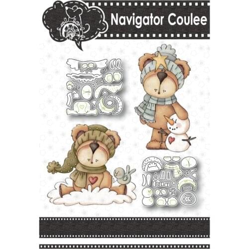 Christmas Metal Cutting Die Bear Snowman Scrapbook Clear Stamp Decoration Creative Embossing DIY Craft New Arrival 2021 Drawing