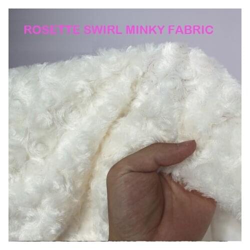 Ivory ROSE/ROSETTE SWIRL MINKY FABRIC CUDDLE VELBOA , plush fabric, rosebud fabric. patchwork fabric 150*50cm/pcs FREE SHIPPING
