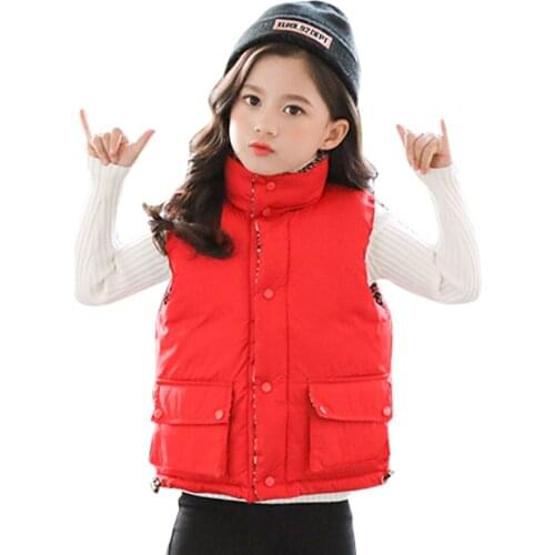 Girls Warm Vest Winter Thick Warm Thicken Waistcoat Kids Outerwear Vest Children Teens Cotton Jackets Vest