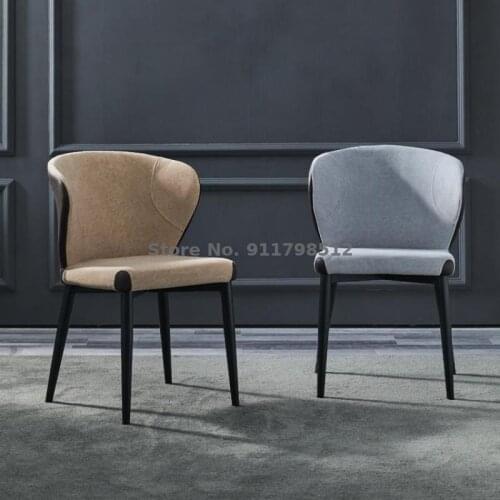 Nordic style home backrest technology cloth dining chair fashionable simple modern hotel negotiation leather chair makeup light
