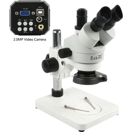 Trinocular Stereo Microscope Continuous Zoom 7X-45X+VGA USB AV TV Digital Industrial Video Microscope Camera +144 led Light