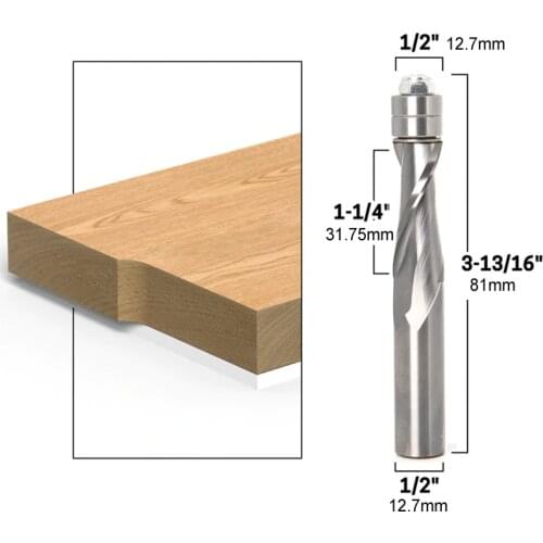 Solid Carbide Two Flute Flush Trim Router Bit Bearing Guided - Spiral Upcut/Downcut-1/4“ 1/2" Shank