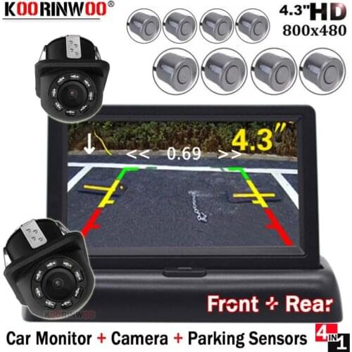 Koorinwoo Universal Car Parktronics With Dash Monitor Video System Parking Sensors 8 Black Silver Car Reversing camera Jalousie
