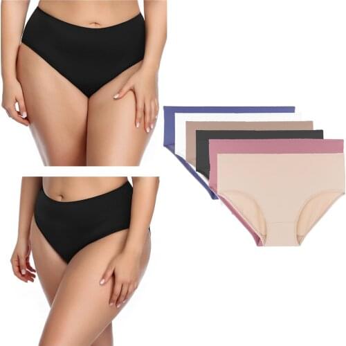 High Quality Womens underpants Smooth Polyester Sexy High-Rise Briefs Underwear Comfort Beauwear XL-5XL Plus Size For Women