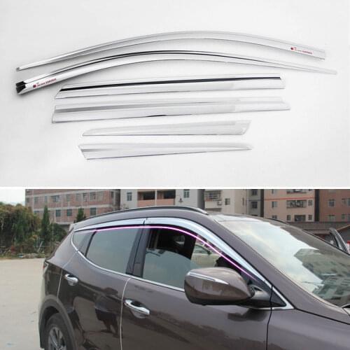 For HYUNDAI Santa Fe Dm 2013-2015/The Prime 2016-2017 Chrome Car Window Sun Vent Visor Rain Guards 6P C503