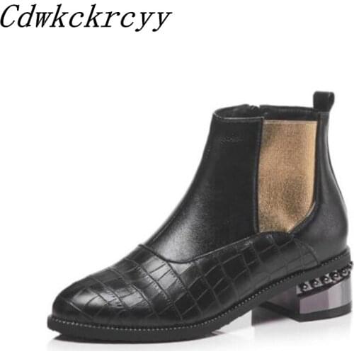 Winter New style fashion British style Blue Patchwork Cusp personality Side zipper Martin Keep warm Women Boots size 34-48