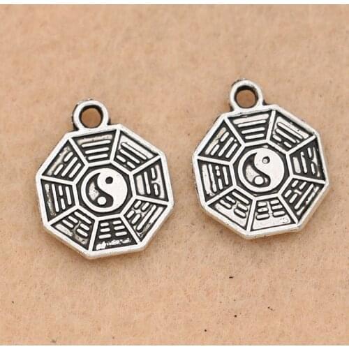 10pcs Antique Silver Plated Yin Yang Yinyang Charms Pendants for Jewelry Making Bracelet Diy Handmade 16x13mm