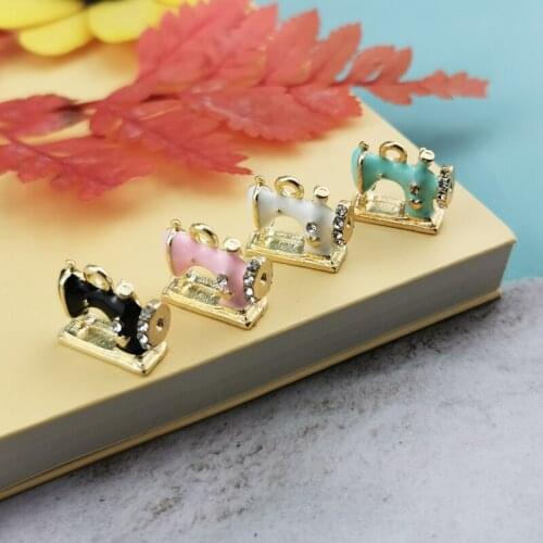 10PCS Sewing Machine Enamel Charms Bracelets Pendant Drop Oil Machine Decorations DIY Earring Keychain Jewelry Accessories