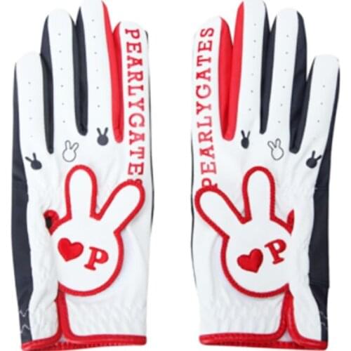 PG women rabbits Golf Glove golf accessories Soft leather Breathable Golf Gloves white Color Anti-sli batting gloves 2pcs