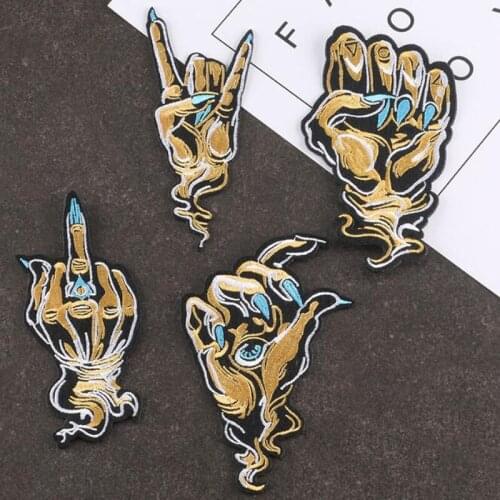 4Pcs Ghost claw Embroidery Patch for Clothing DIY Skull Iron on Badges Applique Garment Vests Jacket Accessories
