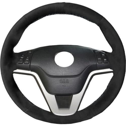 Auto Alcantara Material Black Suede Leather Car Steering Wheel Cover for Honda CR-V 2007-2011 Car Accessories