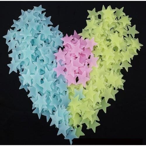 Free shipping 3D Luminous Star Wall Sticker Fluorescent Kids Bedroom Ceiling Home hollow Star Wall Stickers Festivel Decor