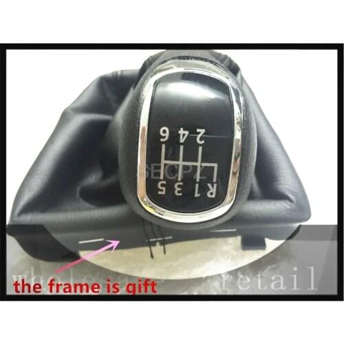 Free Shipping 6 Speed Gear Shift Knobs With Giator Leather Boot For Skoda 3T II 09-12 SUPERB II 08-12 MK2 II 2 frame is gift