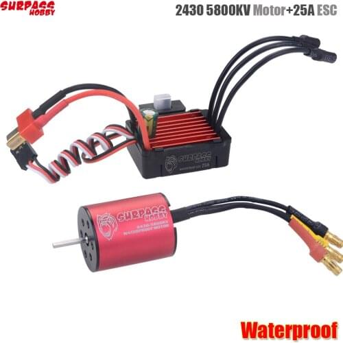 Surpass Hobby 2430 5800KV Brushless Motor + 25A Brushless Speed Controller ESC Waterproof For 1/18 & 1/16 RC Car