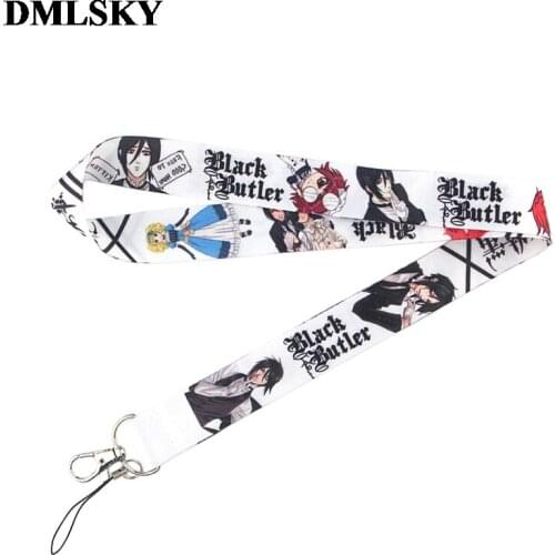 DMLSKY Anime Lanyard Black Butler Keychain Phone Lanyard Cartoon Punk Neck Strap for Keys ID Card Mobile Phone Lanyards M3873
