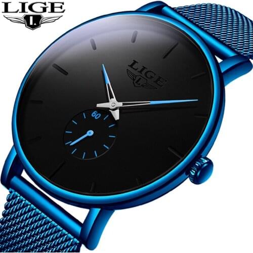 LIGE 2020 Relogio Masculino Fashion Mens Watches Top Brand Luxury Ultra-thin Quartz Watches Mens Watch Blue clock reloj hombre