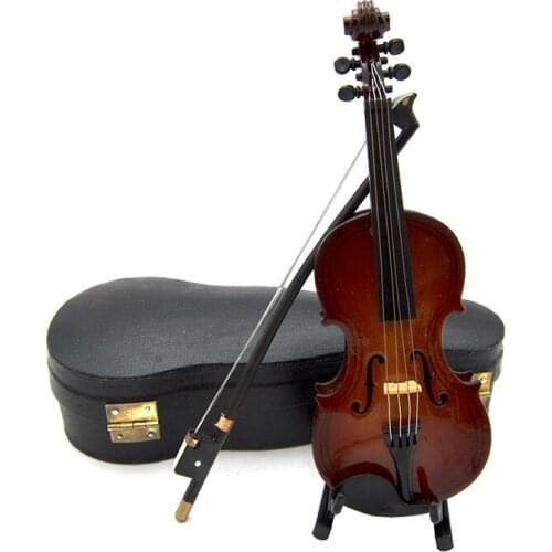 1Pcs Wooden Miniature Violin Model with Support and Case Mini Musical Instrument 1/12 Dollhouse 1/6 Action figure Accessories