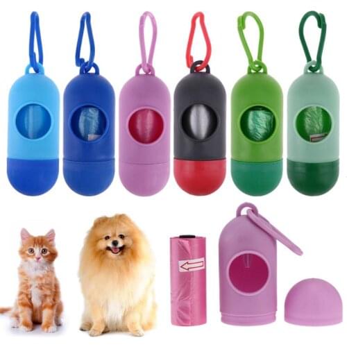 Pet Dog Pill /Bone Shape Poop Bag Dispenser Waste Garbage Bags Carrier Holder Dispenser + Poop Bags Set Pet Dog Waste Poop Bag