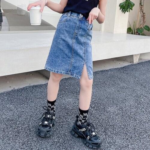 New Summer Girls Denim Skirt Teen Girls Solid Jean Skirt Children Girls Fashion Skirt Denim Clothing Teenage Kids Clothes