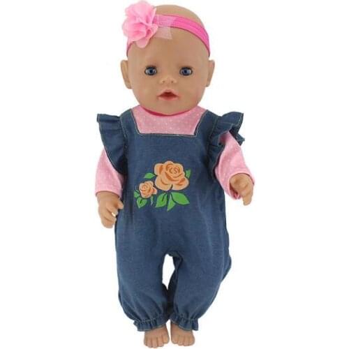 Head Flower+Jumpsuit Doll Clothes Wear fit for 43cm/17inch baby Doll, Children best Birthday Gift(only sell clothes)
