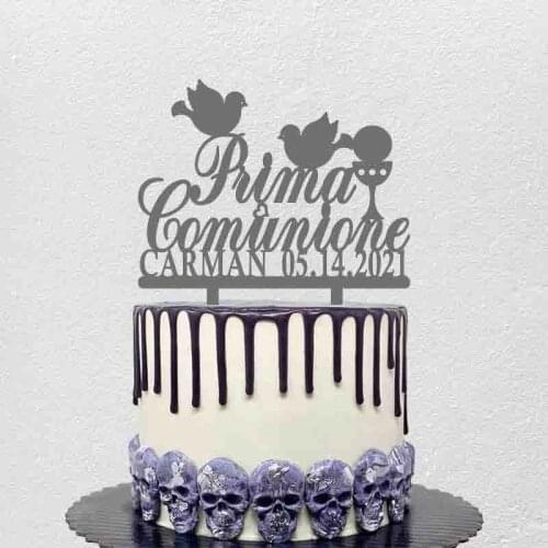 Customized Name Date Italian Prima Comunione Topper For Kids First Holy Communion Party Cake Decoration Topper