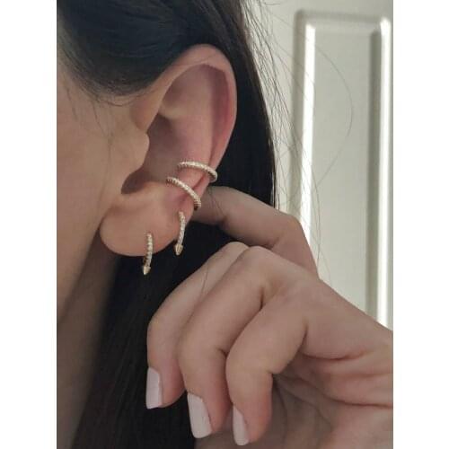 Elegant Women Crystal CZ Circle cuff colorful Ear Cuff Wrap Clip Cartilage Earrings 925 sterling silver Faux Piercing Jewelry