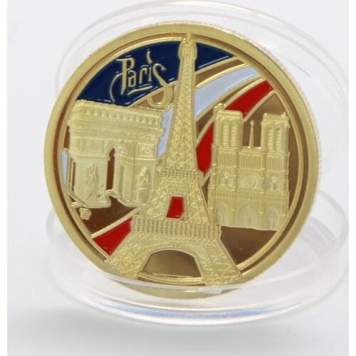 1889 France Paris Gold Plated Coin Fancy Normal Commemorative Coin Eiffel Tower Gold Souvenir Coins For Collection