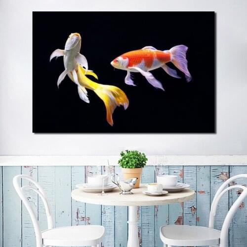 Colorful Koi Fish Animal Canvas Painting Print Living Room Home Decor Modern Wall Art Oil Painting Poster Salon Pictures Artwork
