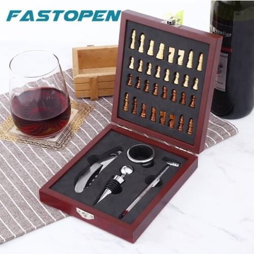 Creative Wine Tool Set Chess Bottle Opener Wine Thermometer Wine Collar Wine Stopper Bar Accessories Birthday Gifts for Father