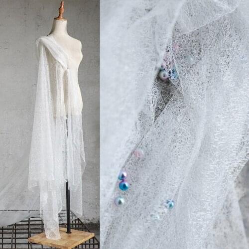 Lace86 1yard White/Black Irregular Hollowed-out Perspective Net Gauze Wedding Gown Lace Dress Wedding Designer Fashion Fabric
