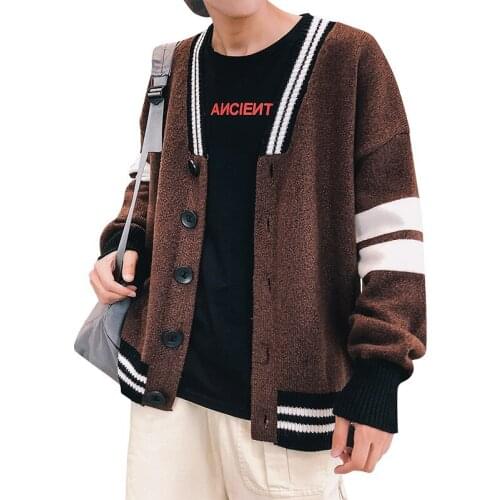 Autumn and winter new mens knit cardigan long-sleeved casual mens sweater male Korean version of autumn coat