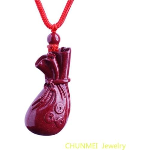 Genuine Natural Cinnabar Money Bag Fortune Bag Fortune Collection Blessing Pendant Safety Amulet 96 Imperial Purple Gold Sand