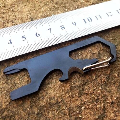 Portable EDC Tool Slotted Phillips Screwdriver Hex Wrench Bottle Opener Rope Cutter Carabiner Camping Multitool Suvival Tool