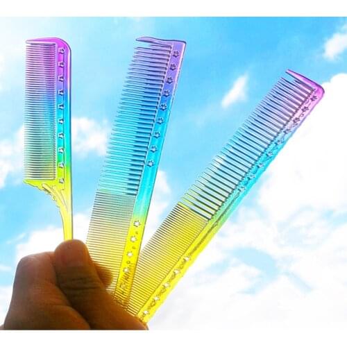 Rainbow Comb Resin One-way Sectioning Weave Highlighting Foiling Hair Comb Highlight Tool