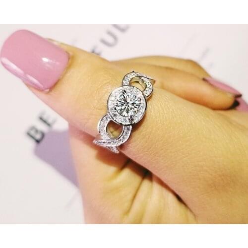 Original 925 Sterling Silver Ring halo twist side Engagement Finger for Women Wedding Valentines Day gifts Jewelry R1407