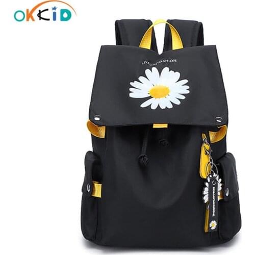 OKKID school bags for teenage girls USB port backpack school book bag female water resistant fashion flower backpack kids gift