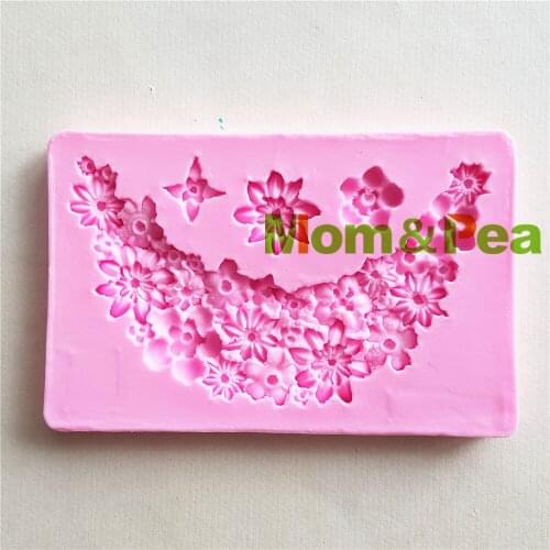 Mom&Pea 1403 Free Shipping Flower Swag Silicone Mold Cake Decoration Fondant Cake 3D Mold Soap Mold Food Grade