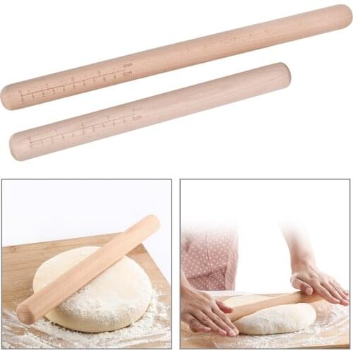 38cm/30cm Wooden Rolling Pin With Scale Non-stick Cookies Biscuit Baking Tool Bakeware Noodle Pizza Cake Dough Pastry Roller