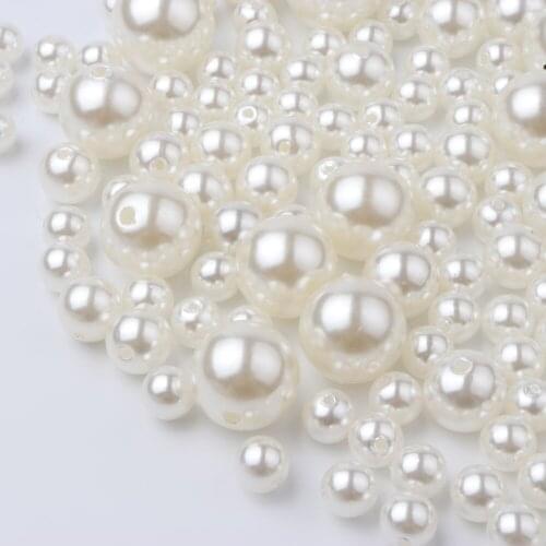 Mixed 4 6 8 10 12 16 18 20mm Hole Round Plastic Acrylic ABS Imitation Pearl Loose Beads For Diy Jewelry Making Finding Wholesale