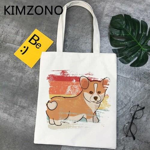 Corgi shopping bag eco cotton jute bag grocery bag foldable bolsas reutilizables bolsa compra bolsas ecologicas sac tissu