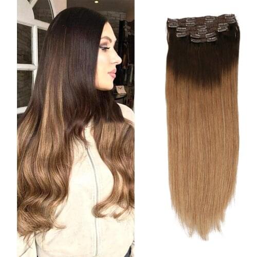 Toysww 100G 120G Brazilian Machine Made Remy Straight Clip In Human Hair Extensions Full Head Set 6Pcs 14 to 24 inch