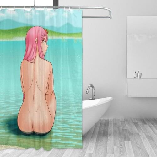 Zero Two Pink Girl 002 Goro Hiro Bathing Bath Curtain Anime Manga Waterproof Polyester Fabric High Quality Show Curtains