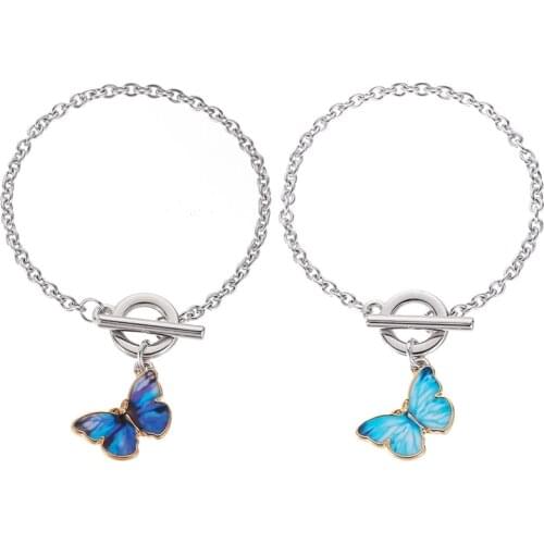 Colorful Fashion Harajuku Cute Butterfly Pendant Bracelet For Women Friendship Jewelry Gift
